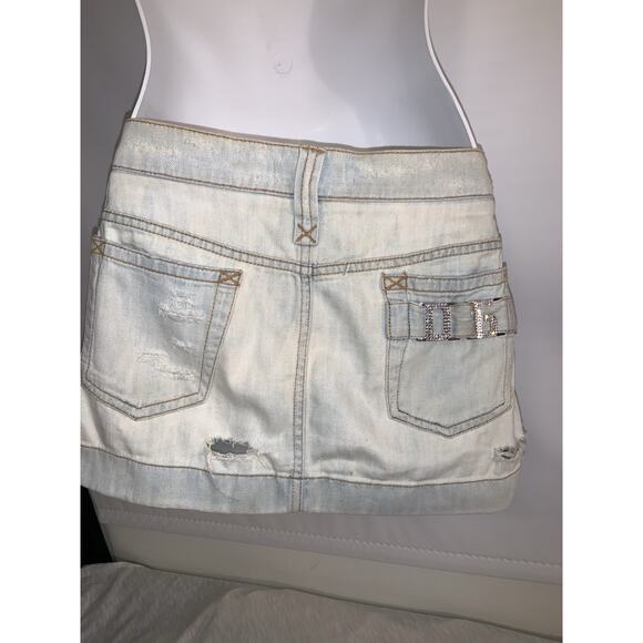 Dolce Gabbana D&G vintage 2000s distressed blue denim micro mini skirt size 38 - Picture 3 of 11